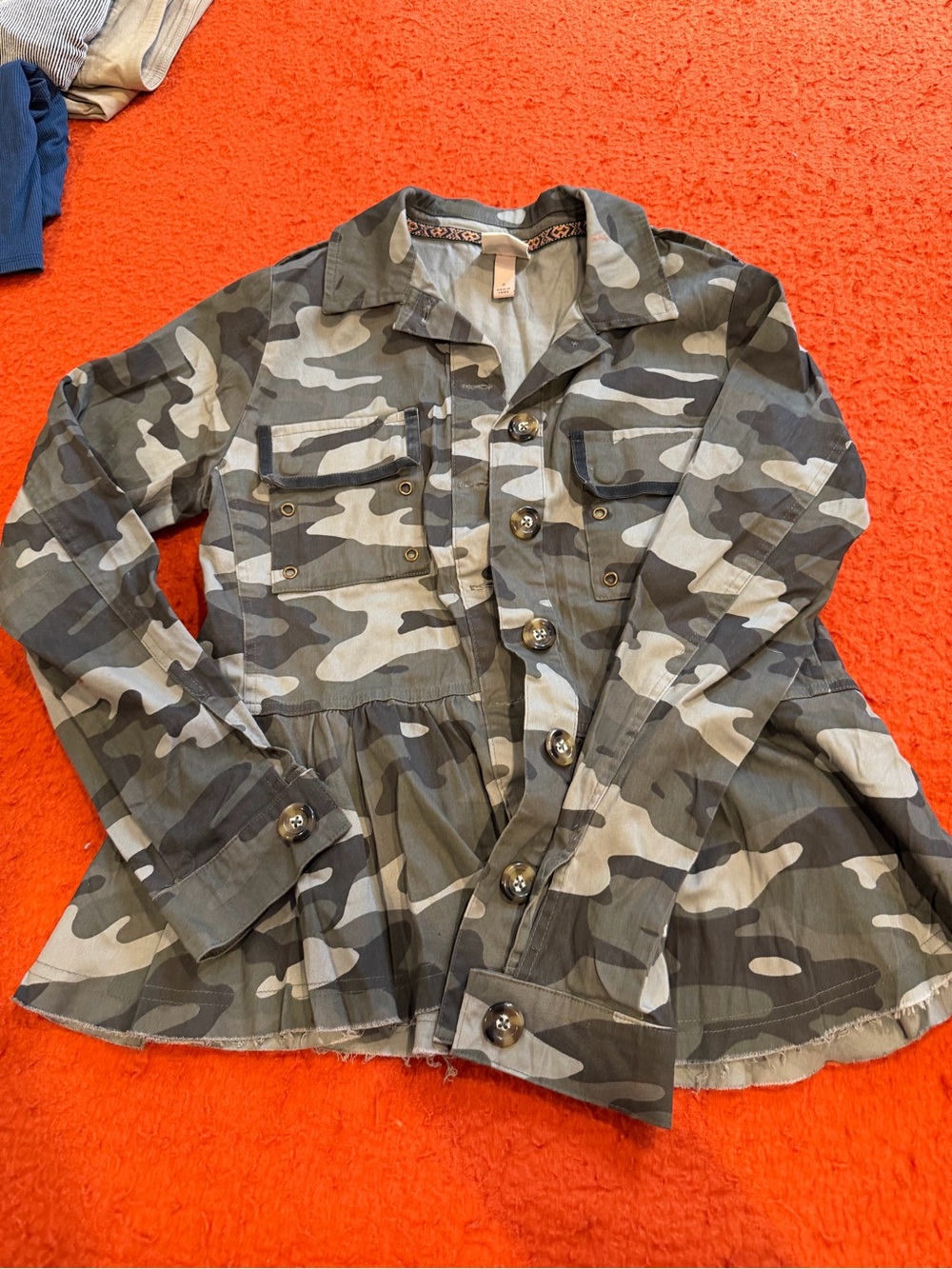 Knox Rose Camo Peplum Utility Jacket - Green/Gray Womens Small